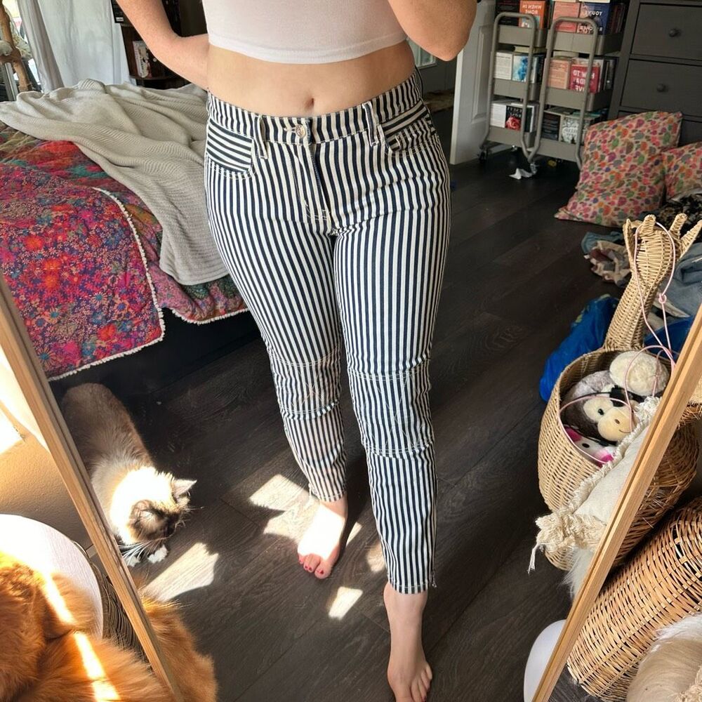 Current Elliott Women’s 27 Blue White Striped Lexton Jeans